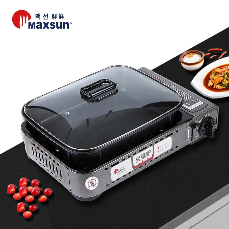 
Factory Camping Butane Portable Gas Stove non-stick grill pan Single Burner Mini Equipment BBQ Gas Stove With Case 