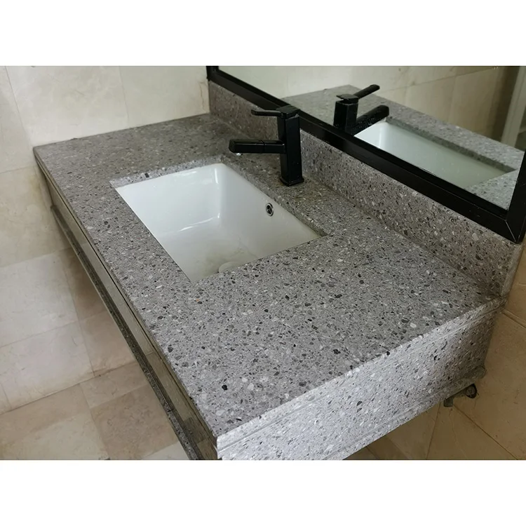 
Wash Hand Bathroom Vessel Basin Stone Sink Terrazzo Vanity Top For Sale 
