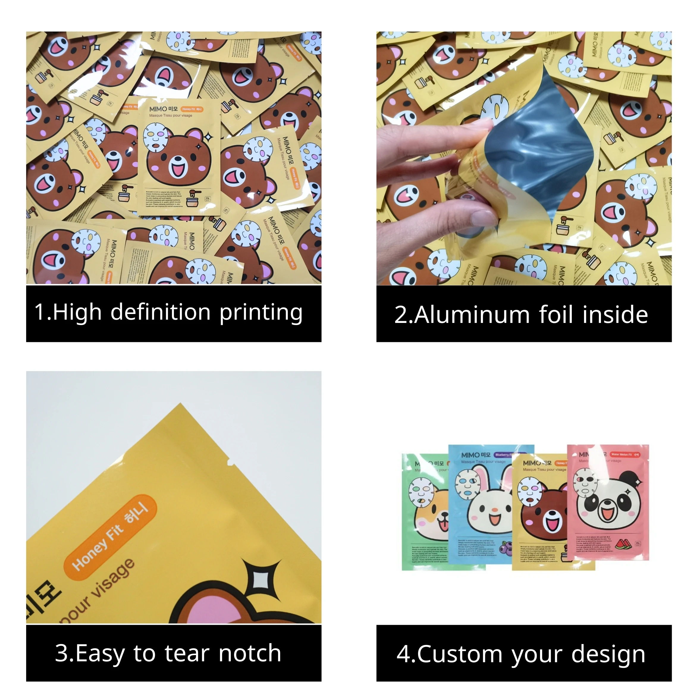 Digital Printed Laminated Plastic Cosmetic Sample Sachet Facial Cream Skincare Sachet For Face Liquid 3 Side Seal Packing