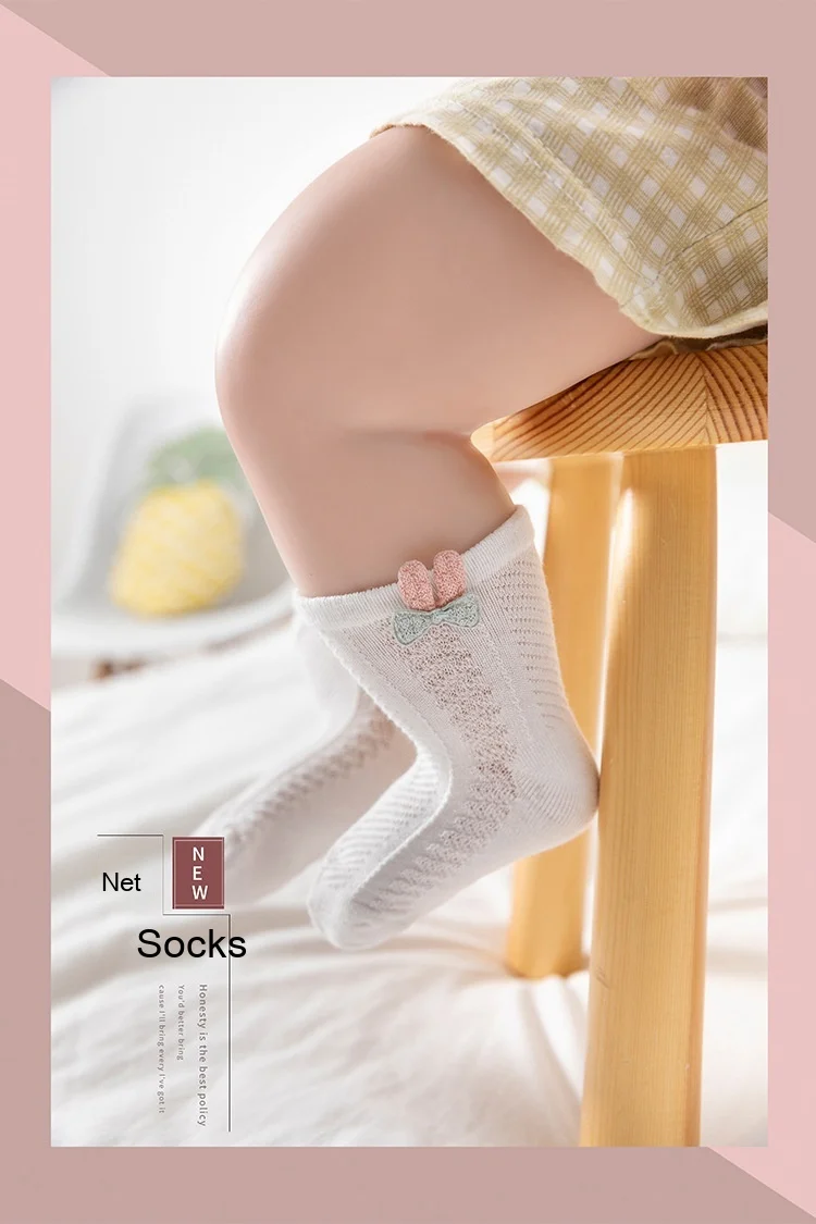 Hot selling mesh breathable kids baby socks summer cotton cartoon cute animal infant short tabi comfy solid color toddlers socks