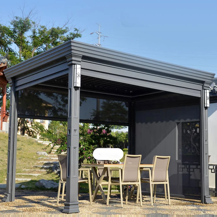 Outdoor Electric Opening Pergola Roof Intelligent Louvered Pavilion Luxury Outdoor Patio Pergola