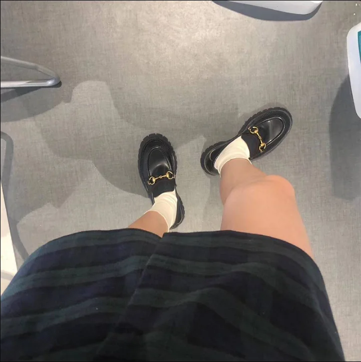 new design brand black color women british style comfortable platform latest fashion shoes