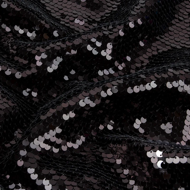 100% Polyester Mesh Fabric Matte Gold Sequin Embroidery 18mm Large Sequin Fabrics Home Decoration