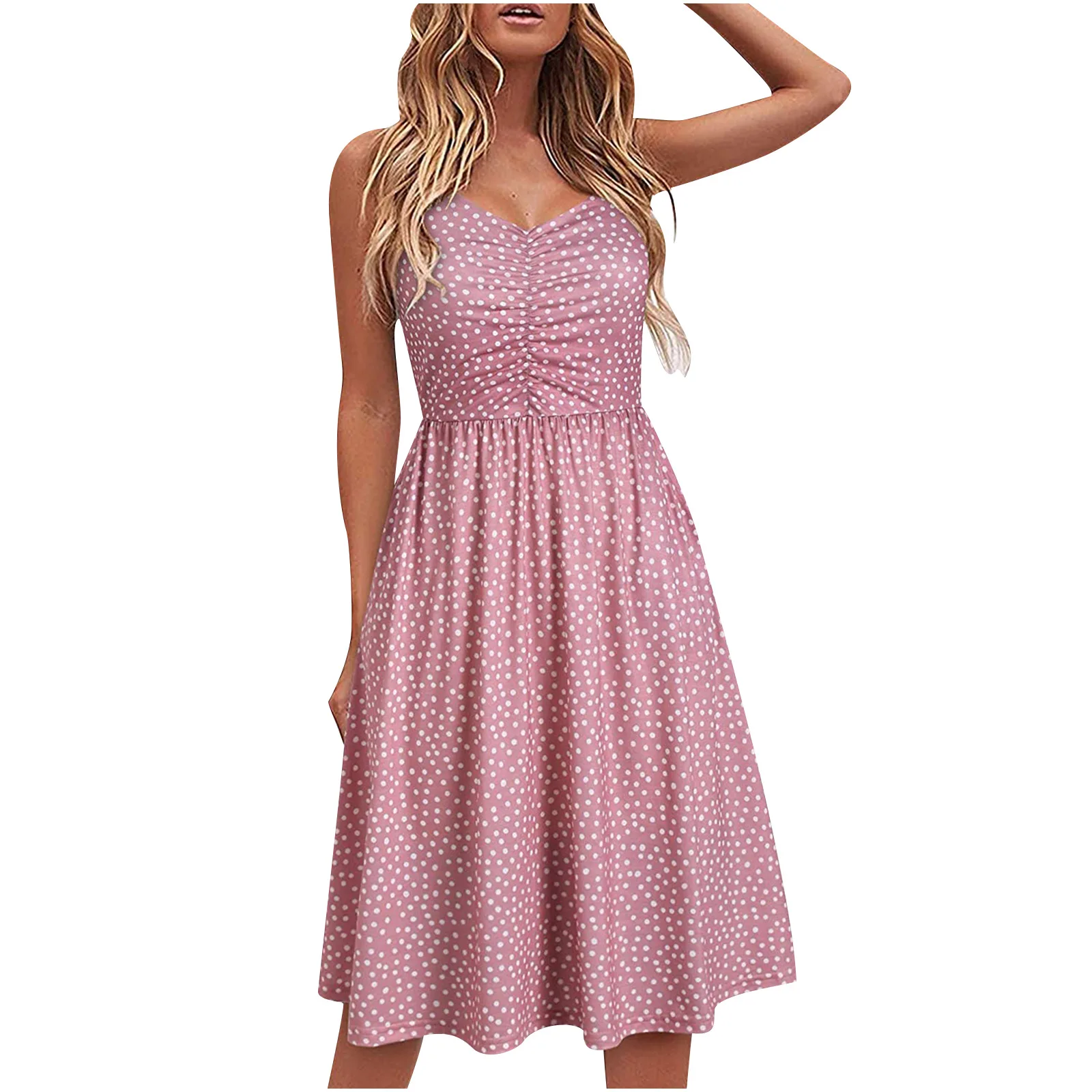 2022 New Arrivals Casual Dresses Ladies Halter Dress Summer Beach Dress With Pockets A Line Spaghetti Strap Women Sundresses