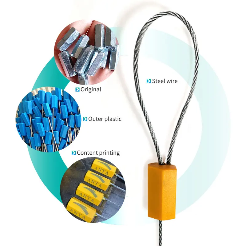 Customized length Hexagon plastic ABS coated container truck wire rope cable seal lock from China
