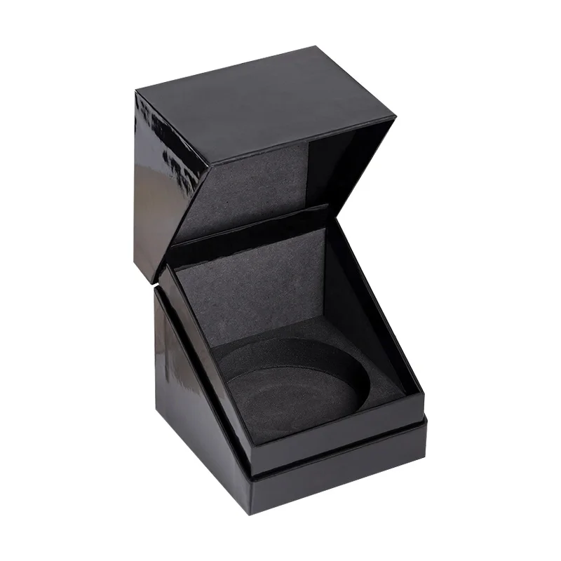 Wholesale clamshell small black high cosmetics packaging boxes aromatherapy perfume candle gift box