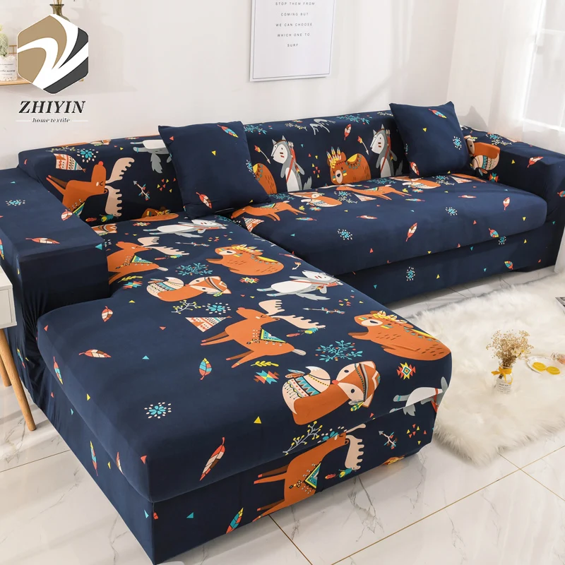 High quality floral design polyester strech double seater full wrapped sofa cover design