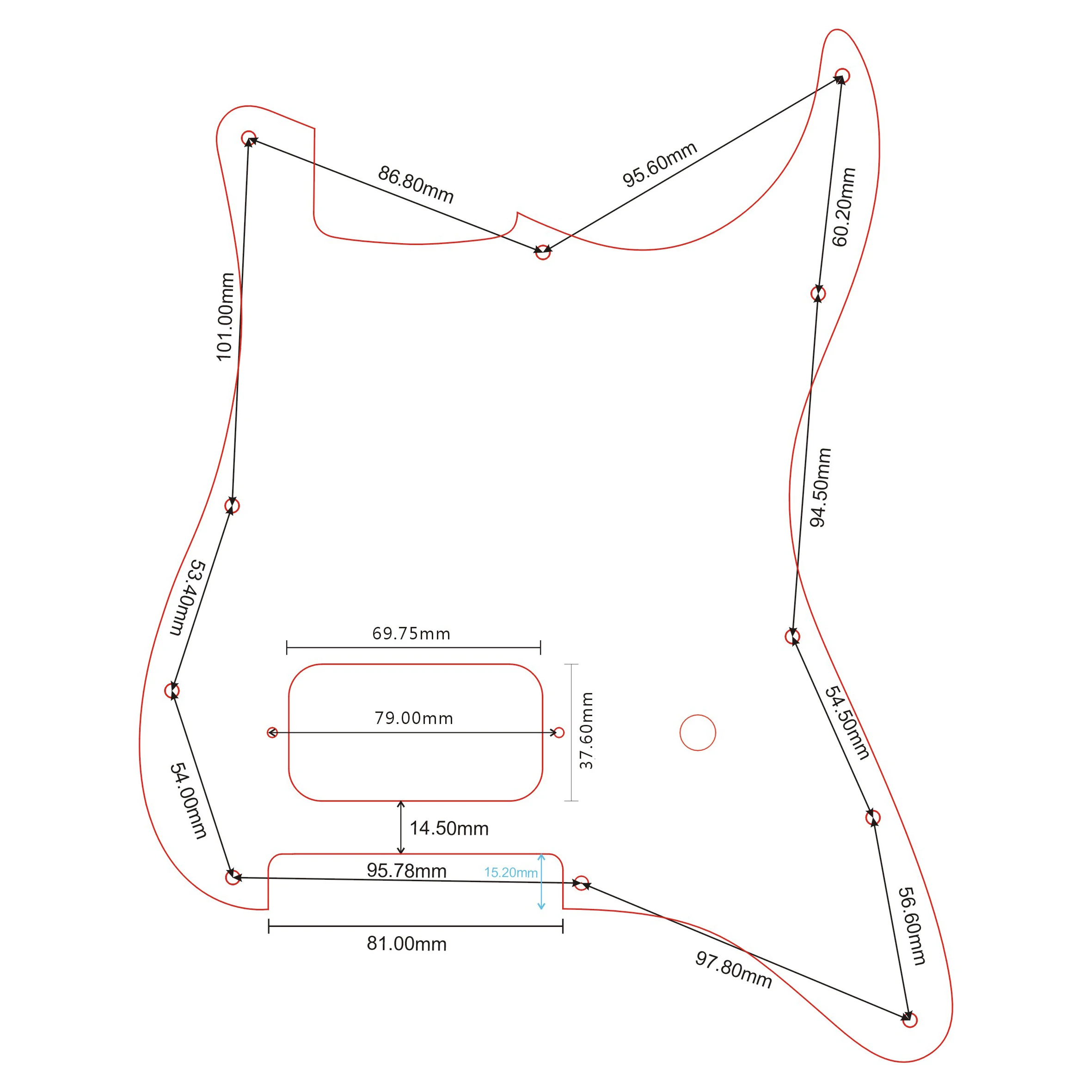 Pleroo US spec Strat With bridge Humbucker 11 Screw Holes pickguards For FD Tom Delonge Strat Guitar Pickguard 81mm bridge