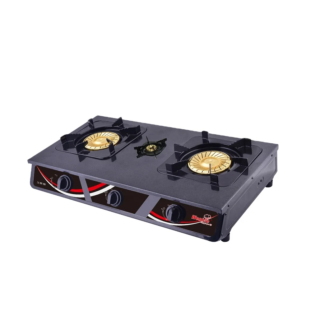 Promotional OEM Design stainless steel Easy cleaning cast iron gas stove parts gas cooker 3 burner table top gas stove