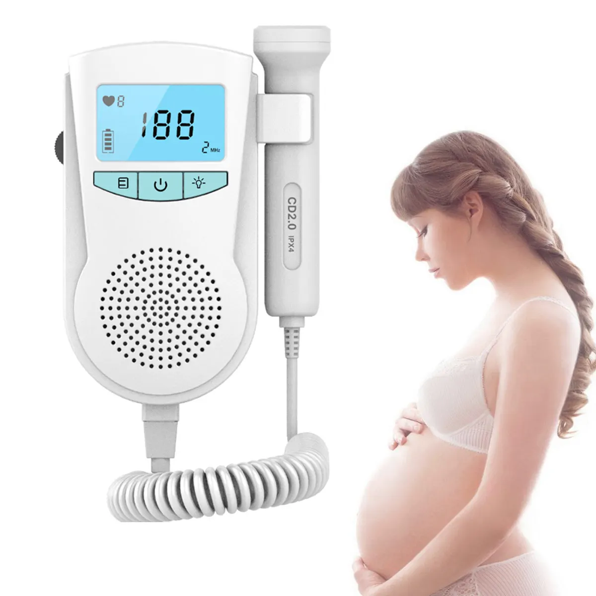 Baby Ultrasonic Detector Fetal Doppler Prenatal Heartbeat Heart Rate Monitors