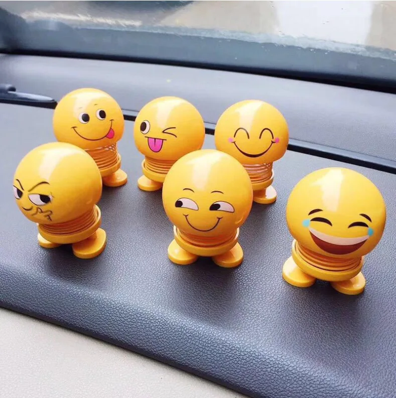 Smiling Face Spring Doll Creative Decoration Gift Car Ornaments Spring Doll Shaking Head Doll toys