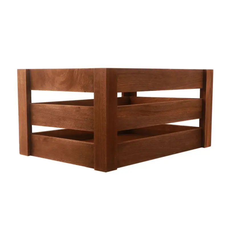 Decorative Wood Crates Storage Container Rustic Wooden Crates for Storage Display Decor Boxes Nature Rustic