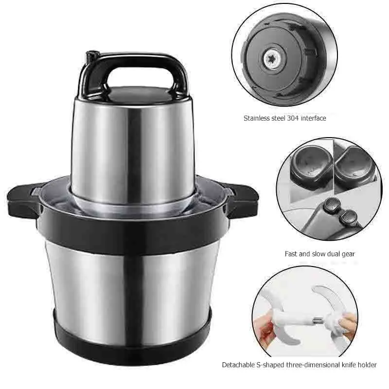  Мини 6L многофункциональная бытовая электрическая мясорубка из нержавеющей стали лезвия фаршемешалка