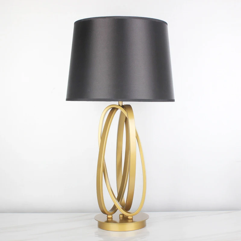 home decorative living room modern black shade luxury metal gold table lamps