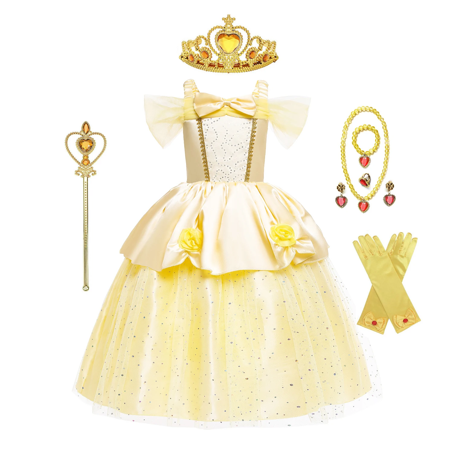 Hot sale kids girl Tv movie costume for  Halloween Beauty and the Beast princess party fancy dress