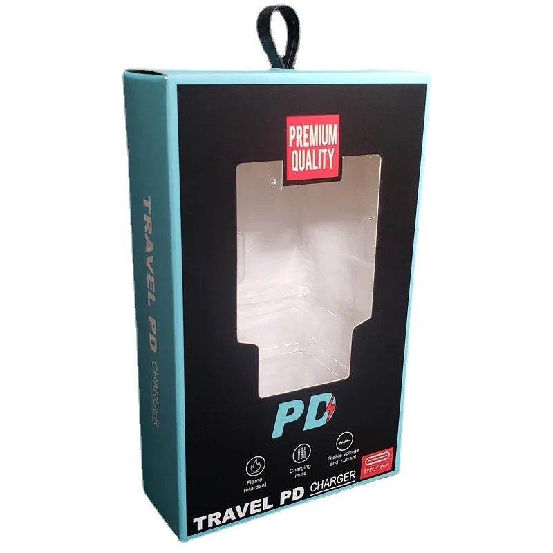 Charging Head Plug Adapter Packaging Paper Color Box With PVC Tray For Electronic Product In Stock And Accept Custom