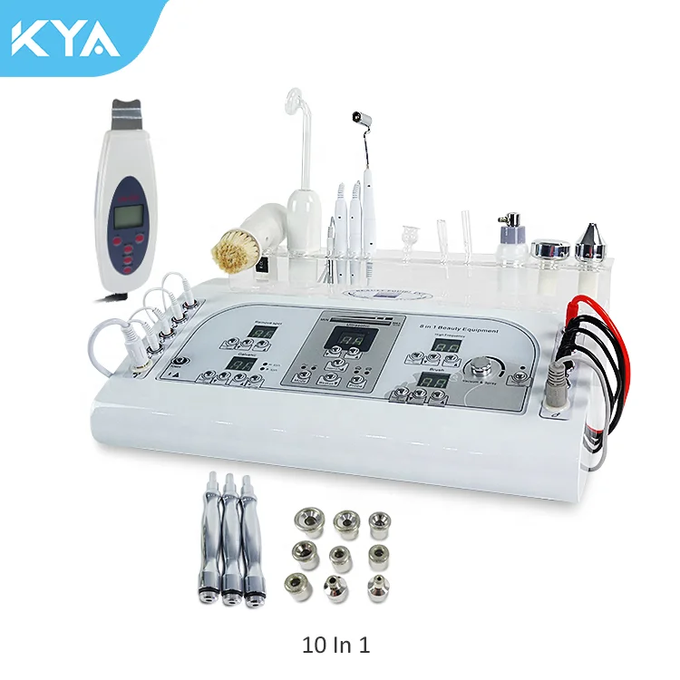 8 In 1  Diamond Dermabrasion Peeling 10 In 1 Facial Massage Anti-aging Spot Removal High Frequency Galvanic Facial Machine