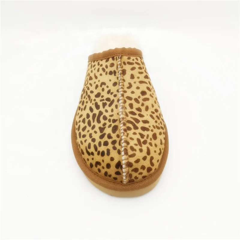 HQS-WS005 wholesale sheepskin moccasin slippers winter Australian sheepskin slippers for girl