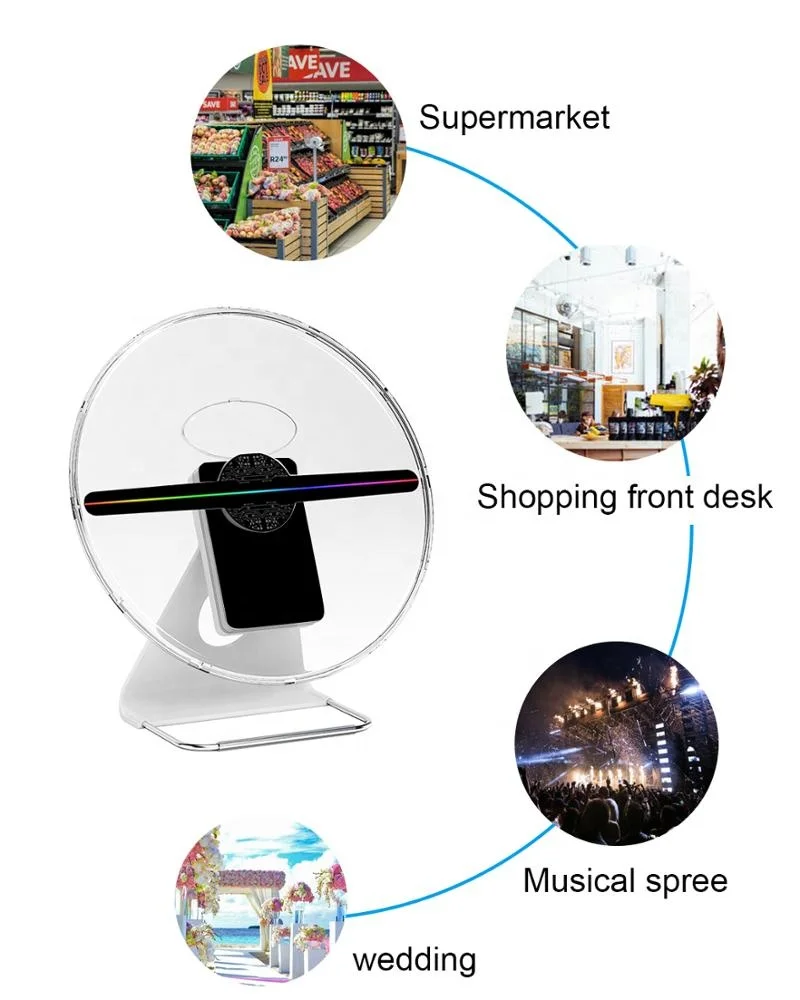 Handheld mini 3d led advertising projector holographic display with built-in battery