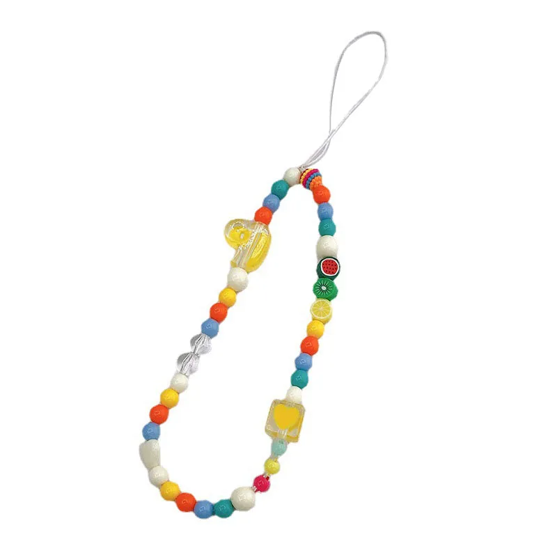 Best sale  cute  yellow duck  chain plastic  customize  rainbow  phone  beads accessories chains  for girls