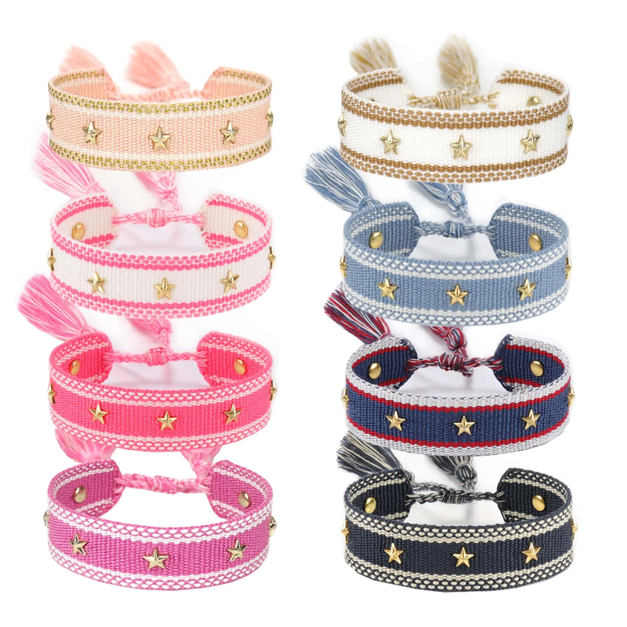 Bohemia Handmade Tassel Rope With Rivet Adjustable Woven For Friendship Cotton Jewelry Gift Bracelets