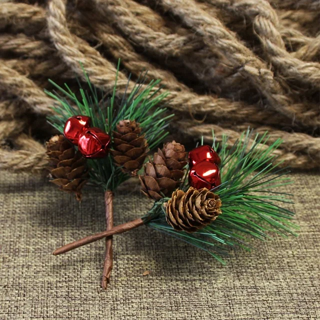 DIY factory cheap Christmas gift accessories Pine needle gift box ornaments Christmas tree accessories pine needles