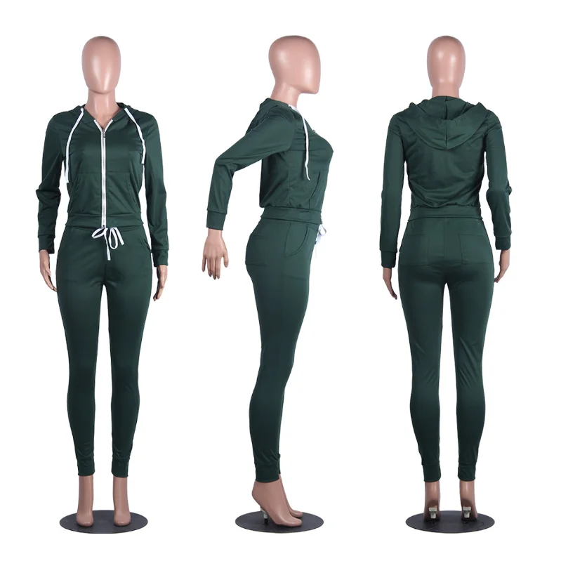 
custom logo hoodie 2 piece zip blank crop hoodies set 