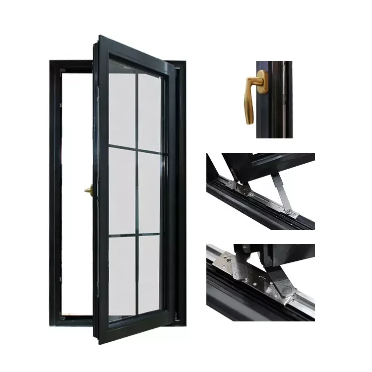 Australian Standard Thermal Break Sound Proof  Aluminum Casement Windows with Reinforced Glass For Residential and Commercial