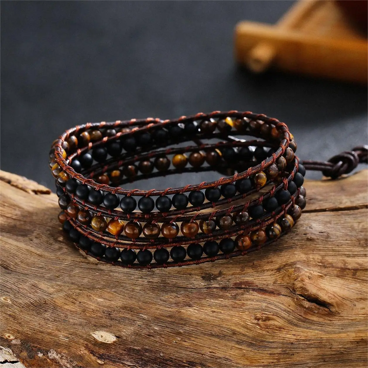 Fashion Boho Bijoux Bracelet African Natural Blend Jasper Multi-layer Bracelet Bohemian Charm 3 Strands Woven Wrap Bracelets