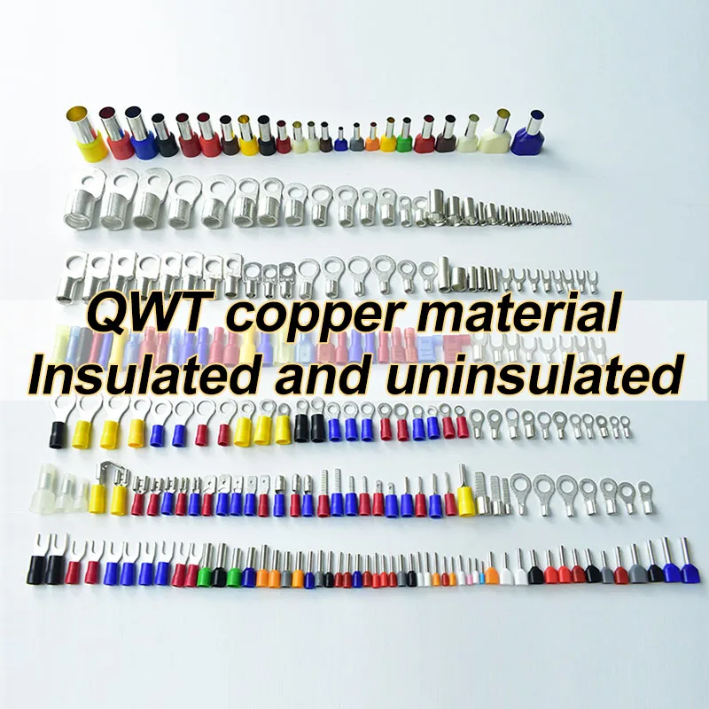 QWT DBV Copper Vnyl Pre-insulated Electrical Lipped Chip Shaped Connector Cable Pin Blade Splice Flat Terminal Lug Size