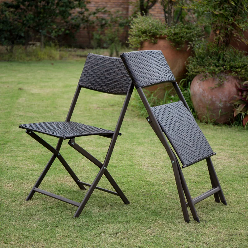 HOT spot goods rattan folding chair with 80cm rattan round table 4+1