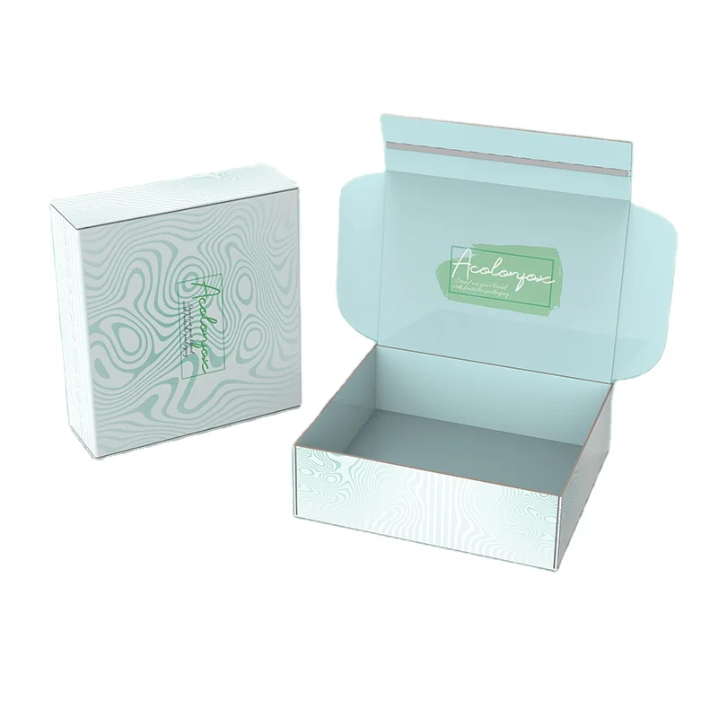 Custom Mint Green Wavy Curve Lines Ripple Pattern East Tearing Open Corrugated 16Oz Tumbler Mailer Boxes