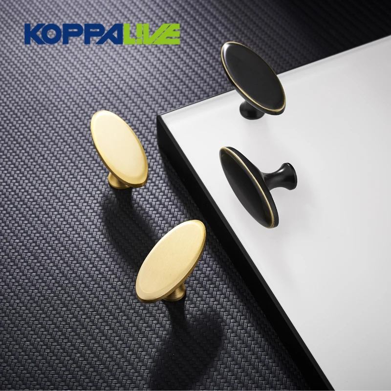 Koppalive brushed brass kitchen cabinet handles knobs manufacturer black golden oval copper cupboard knobs for furniture drawer