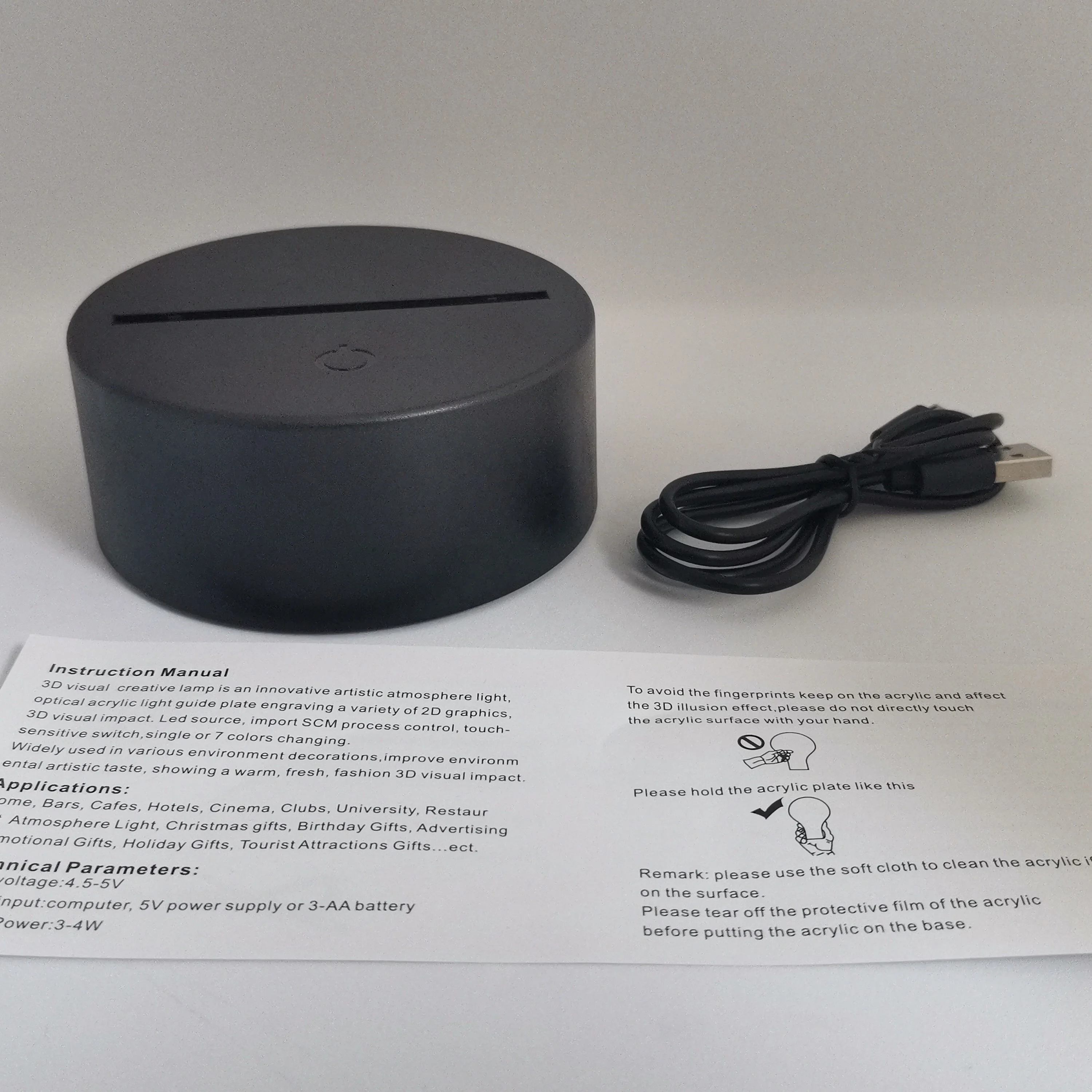 Battery And USB Powered 3D Led Lamp Base Without Acrylic Plates Factory Directly