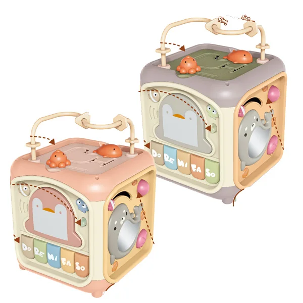 Children Early Educational Toy Kids Musical Key Button Hexahedral Toys Intelligent Toys for Fun With Mirror