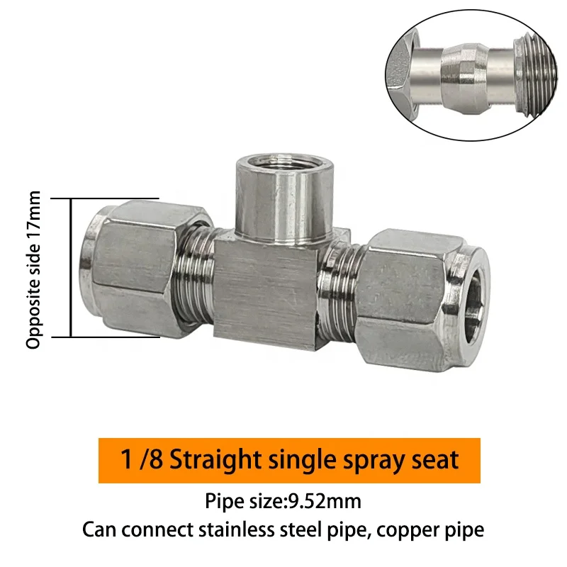 9.52mm 304 Stainless steel straight single spray seat ,high pressure nozzle fitting apply for Hydraulic pipe connection