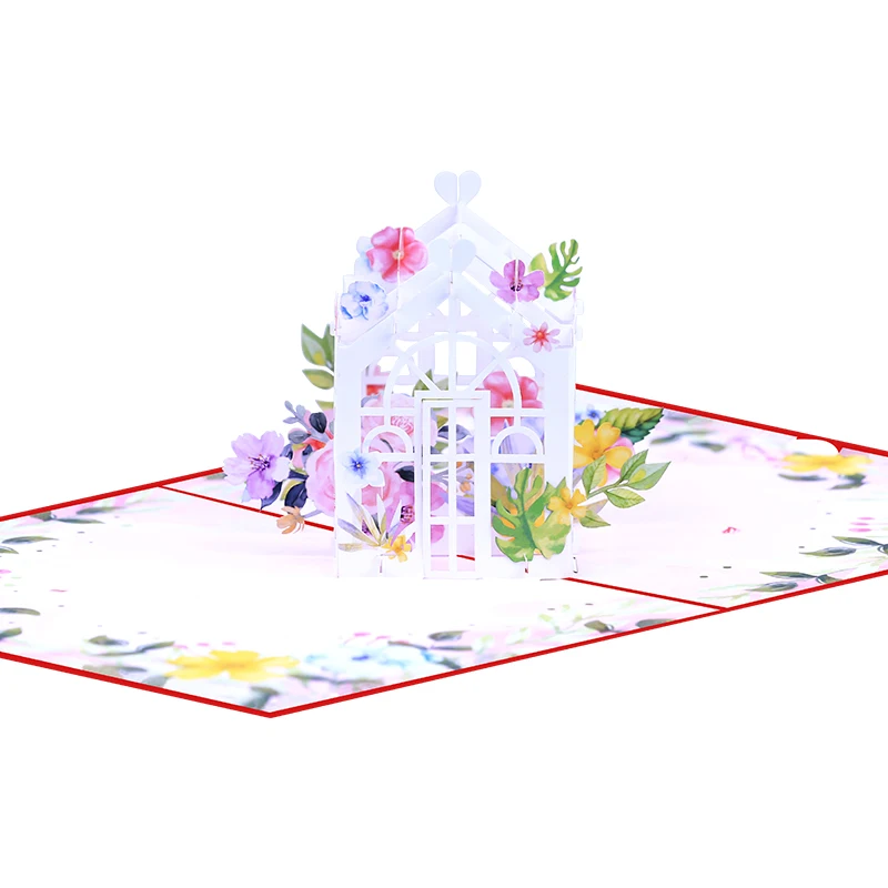 House For Sales 3D Pop Up Greeting Card Eco-friendly Hot Sale For Wedding Couple Birthday  Handmade Paper Laser with Envelope