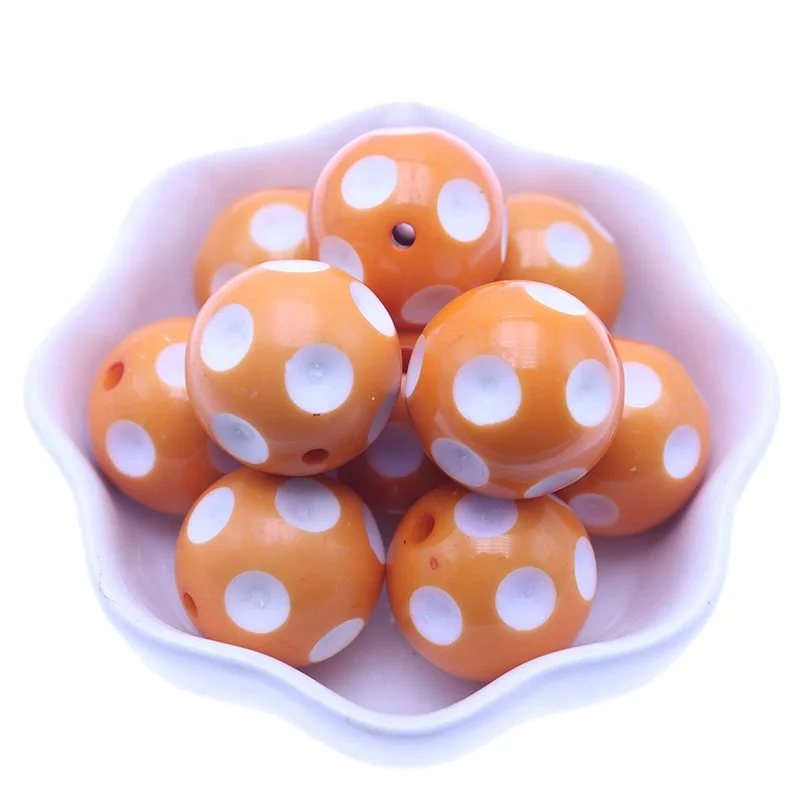 2015 Hottest Cheap 20MM Pink Large Loose Bulk Polka Dot Acrylic Plastic Fashion Bubblegum Beads For Chunky Jewelry Wholesale