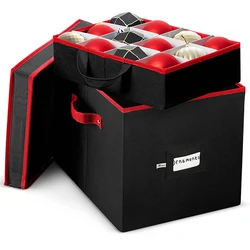 Christmas Ornaments Ball Storage Box Removable Trays Fit up 64 Ball Foldable Christmas Storage Box