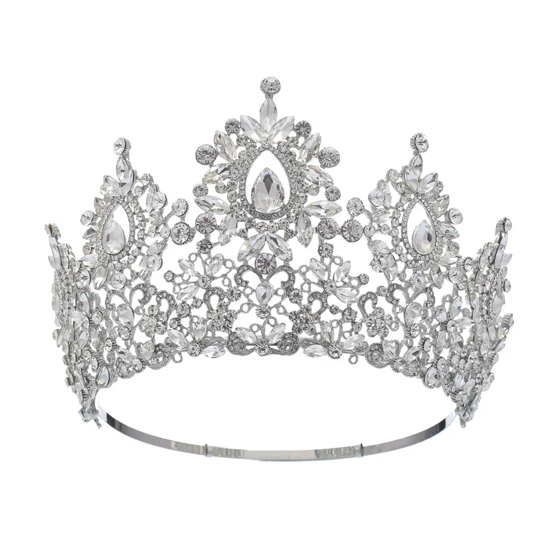 New style big round green rhinestone pageant crown luxury queen crown tiara