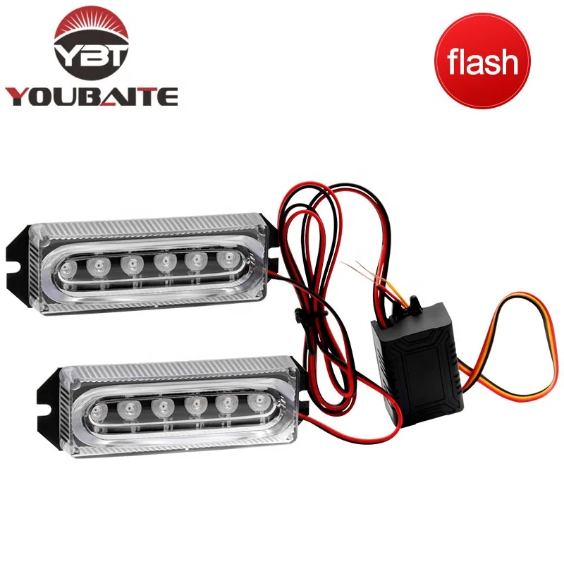 Car Truck Front Grille LED Strobe Warning Light Auto LED Flashing lights Bar Emergency Light Hazard Caution Lamp 12V 24V
