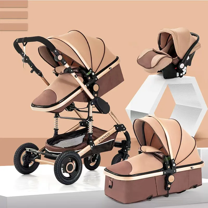 Hot mom luxury  high landscape 3 in 1 travel system baby stroller carriage pram EN 1888 certification