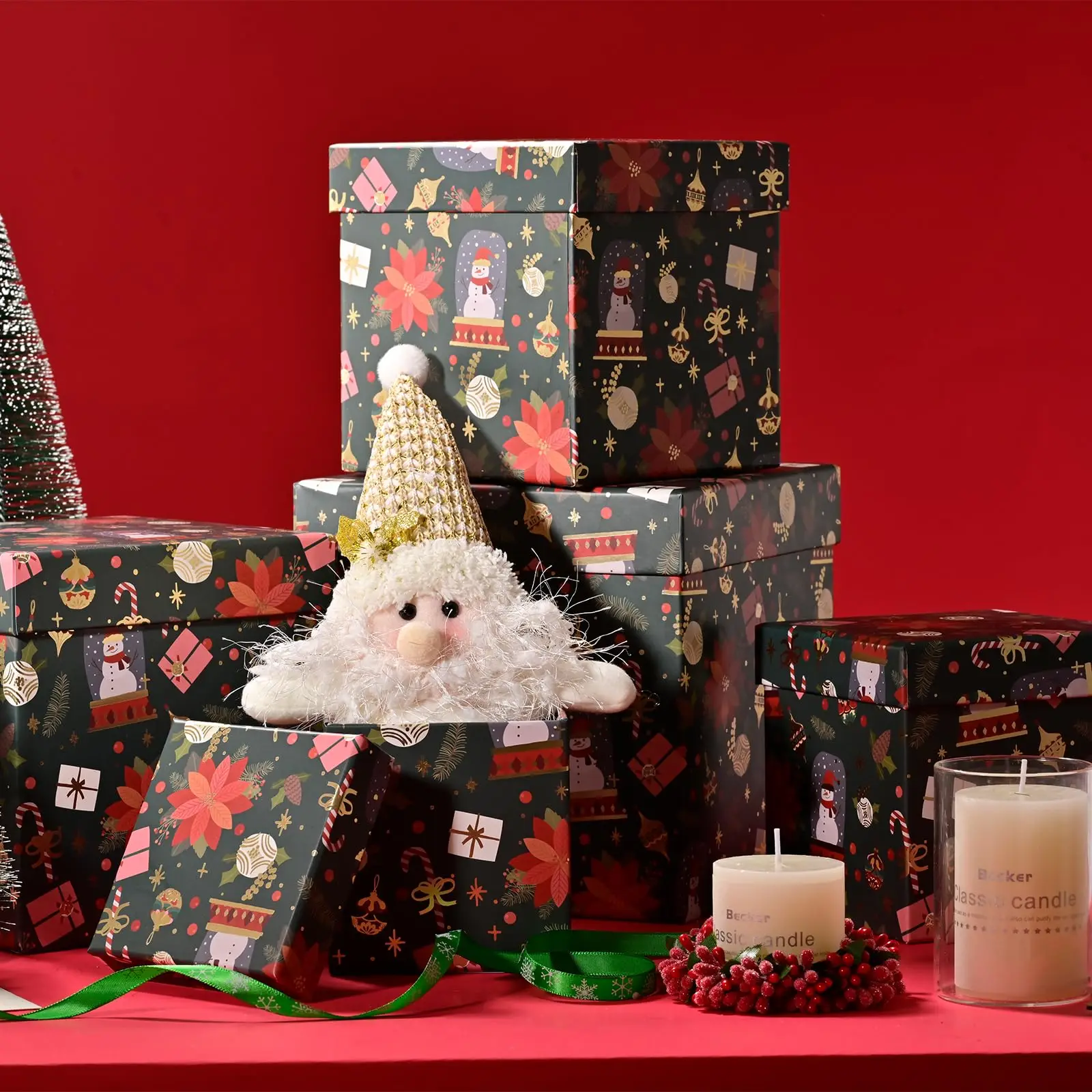 Christmas Luxury Paper Gift Box Rigid Cardboard Book Shape Magnetic Lid Gift Boxes