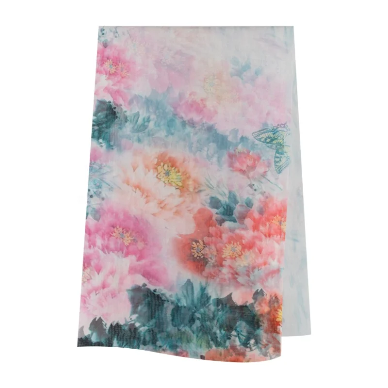 Элегантная цветочная ткань из органзы 100% шелк тутового шелкопряда 8 мм ткань с цифровым принтом ширина 140 см для шелковых изделий