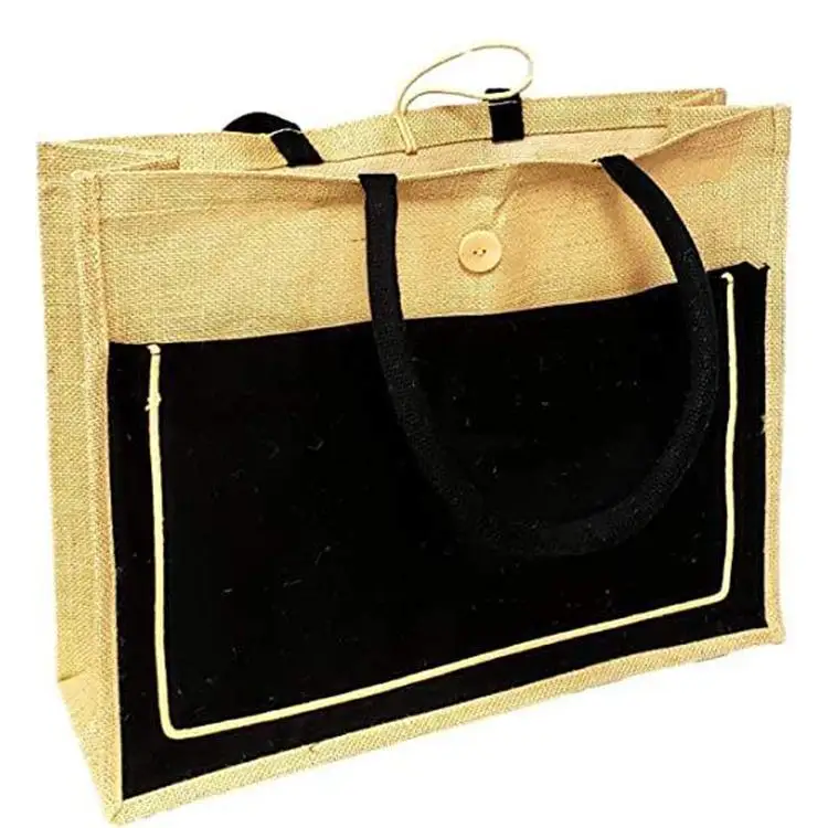 JIAHE Custom Personalization Shopping Tote Bags Blue Sublimation Jute Bags With Button