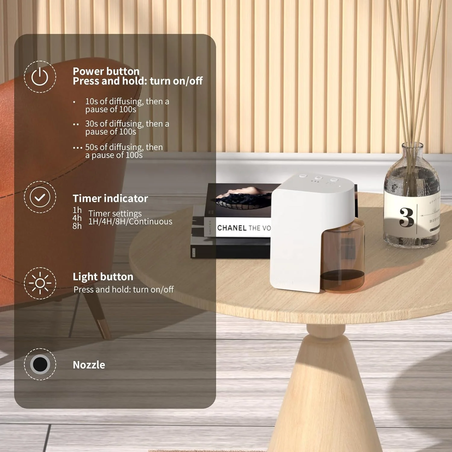 Smart 200ml Fragrance Machine Battery-Operated Aromatherapy Nebulizing Diffuser Essential Oils Portable Lamp Waterless USB Home