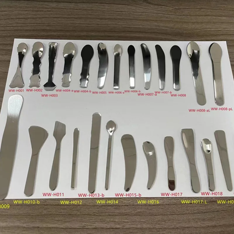 metal zinc stainless steel ceramics cosmetic spoon plastic silicon eye cream stick spoon custom cosmetics spatula