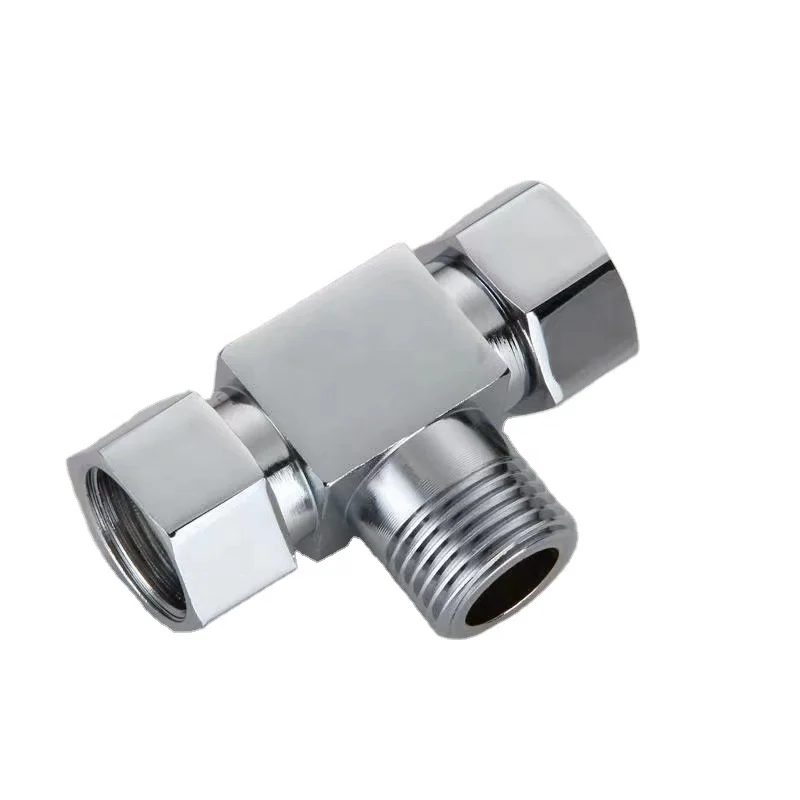 Copper union three-way water distributor, one inlet and two outlets, inner and outer thread adapter, faucet, diverter adapter