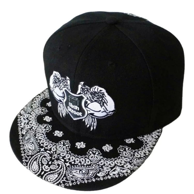 Customization High Quality Hip Hop Hat Brim Flat Cashew Flower Embroidered Baseball Cap Printed Men Hats Snapback Cap For Men