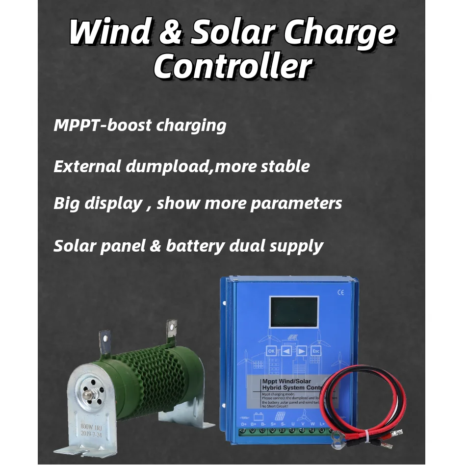 MPPT 12V 24V 48V Wind Solar Hybrid Controllers LCD Screen for Max 600W Wind Turbine and Wind Generator Home Use with CE